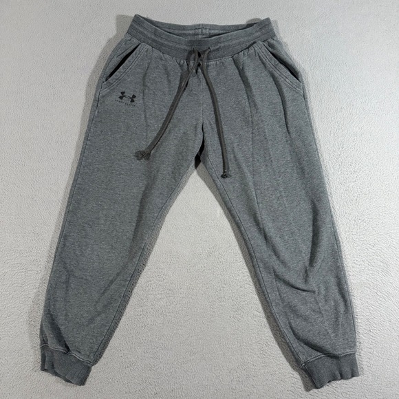 Under Armour Mens Med Sweatpants Joggers Heather Gray Drawstring Pockets Active - Picture 1 of 7